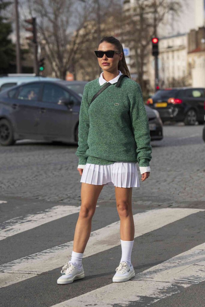 14.  Pop of Color: Sweater and Skirt