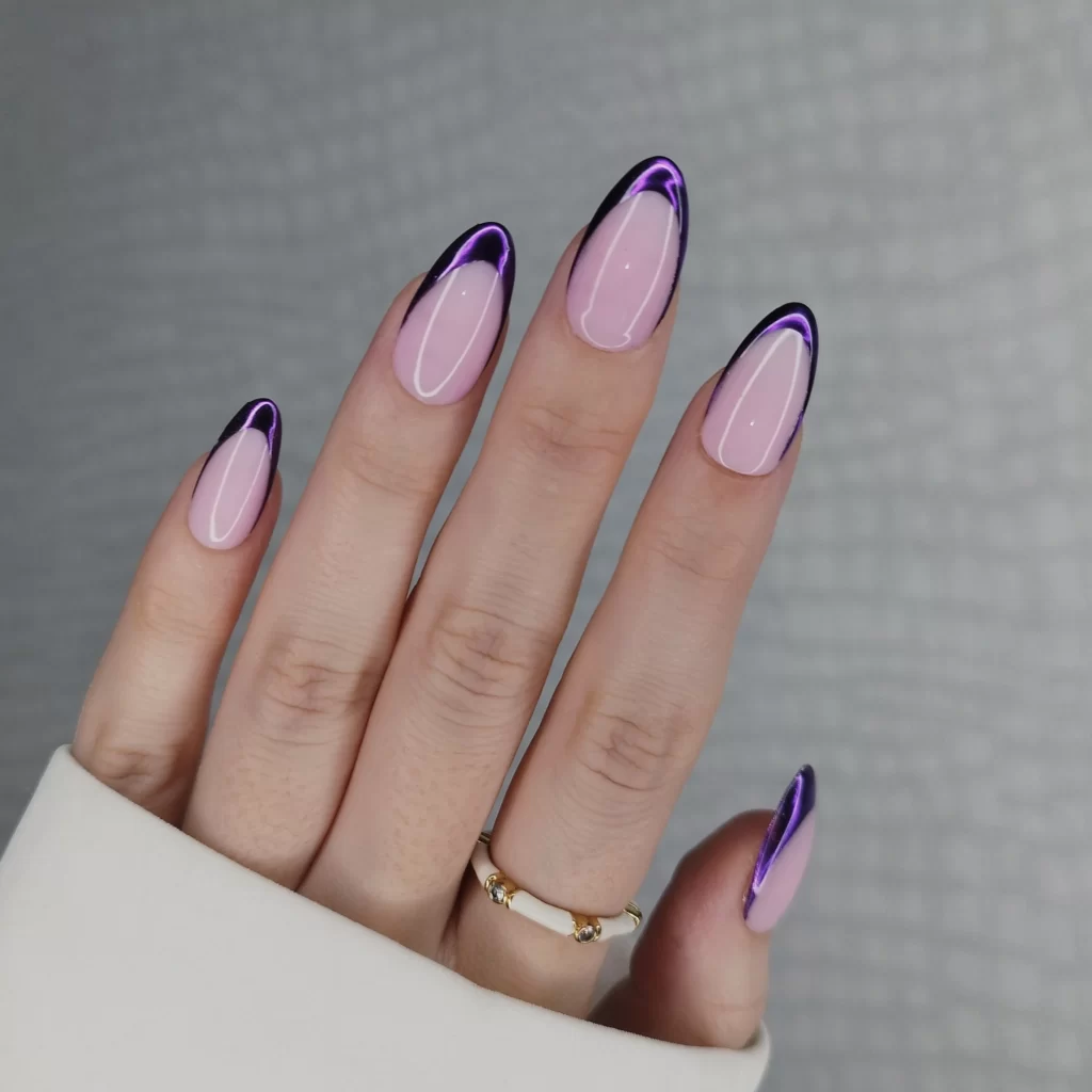 13.  Purple Double Lined Acrylic Nails