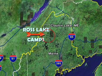 A view of Ross lake camps for Maine moose hunting